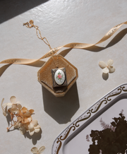 Rosa Guilloché Enamel Floral Book Locket - Stone Cooper