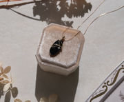 Oyra 10K Vintage Onyx and Diamond Leaf Necklace - Stone Cooper