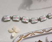 Violet Guilloche Sterling Flower Bracelet, White and Pink - Stone Cooper