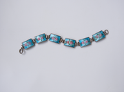 Virginia Guilloche Sterling Flower Bracelet, Blue and Pink - Stone Cooper