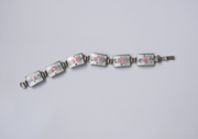 Violet Guilloche Sterling Flower Bracelet, White and Pink - Stone Cooper