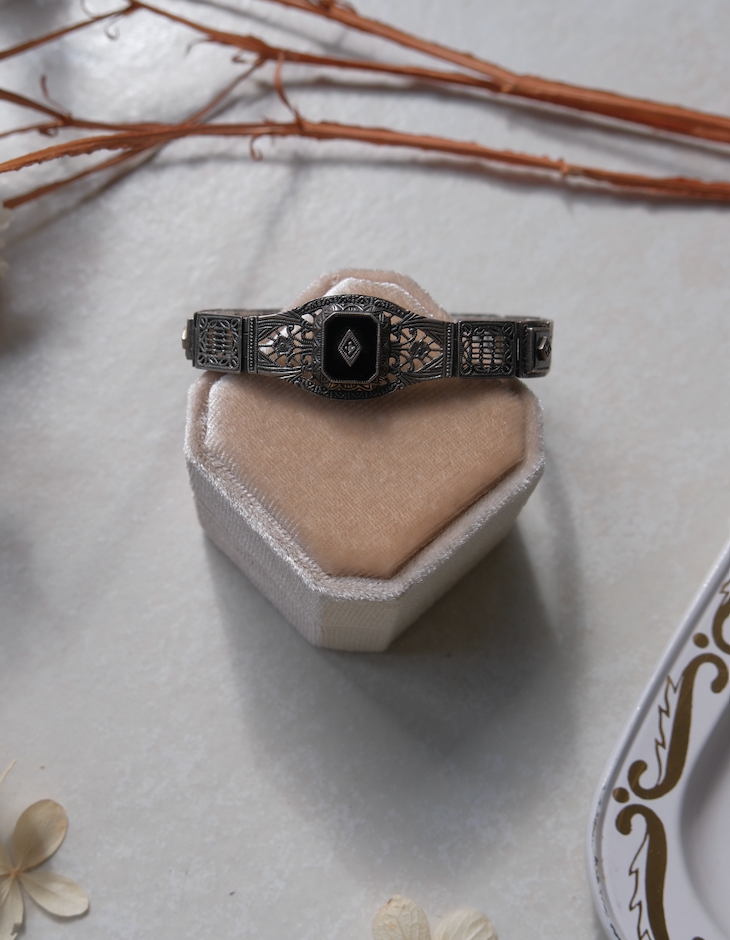 Lisa Onyx Diamond Filigree Bracelet - Stone Cooper