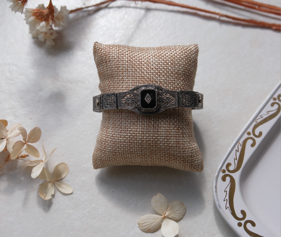 Lisa Onyx Diamond Filigree Bracelet - Stone Cooper