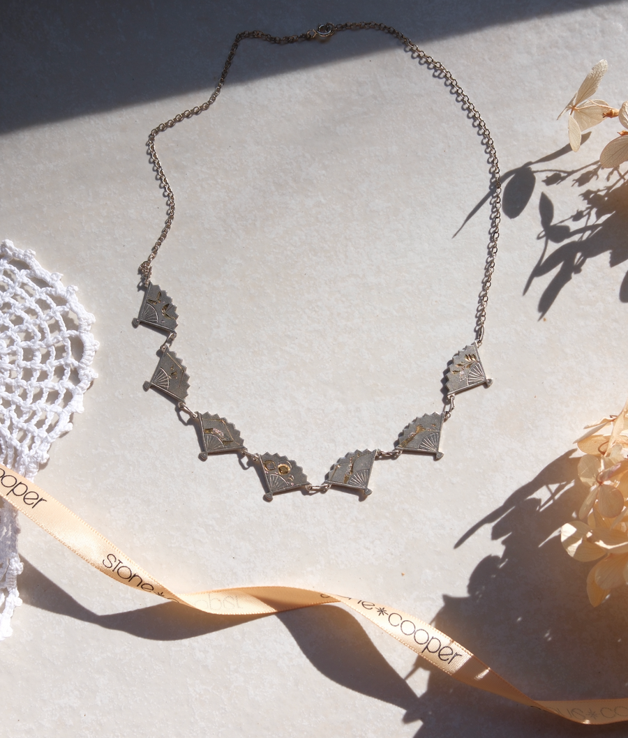 Claire Silver Fan Necklace - Stone Cooper