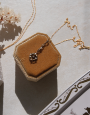 Iris 10K Art Nouveau Diamond and Pearl Lavalier Necklace - Stone Cooper