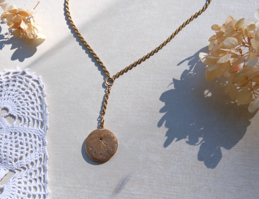 Zina Starburst Locket Y-Necklace - Stone Cooper
