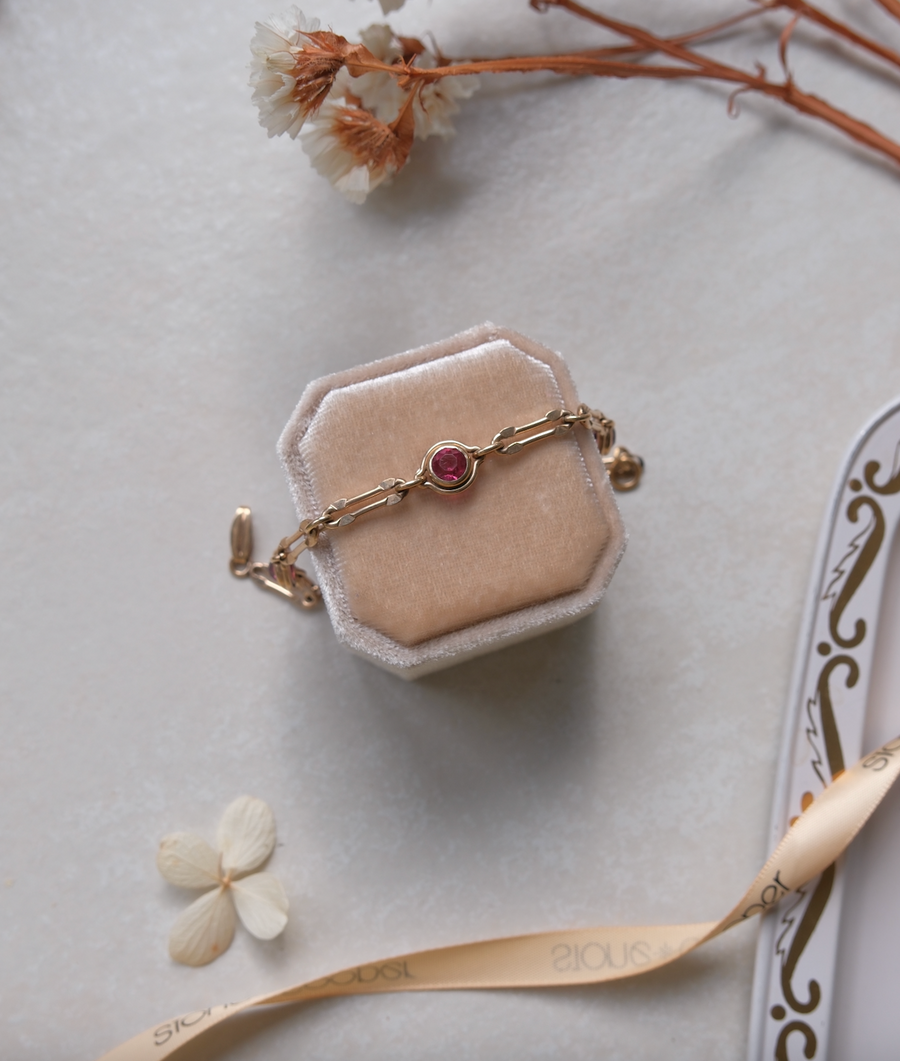 Marina Gold-Filled Pink Glass Bracelet - Stone Cooper