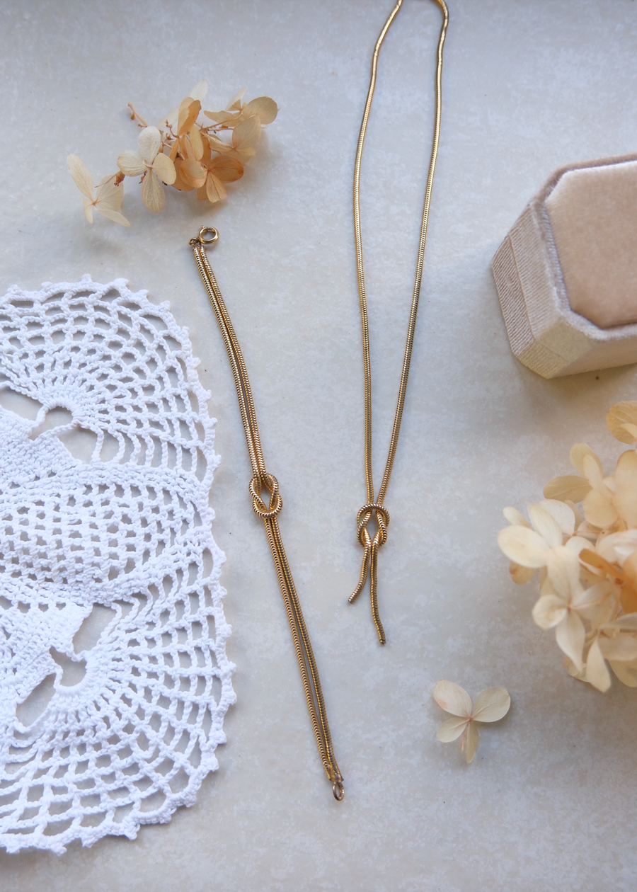 Camille Love Knot Chain Necklace, Bracelet Set - Stone Cooper