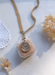 Honey Crystal Locket, Mesh Gold-Filled Chain - Stone Cooper