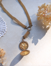 Honey Crystal Locket, Mesh Gold-Filled Chain - Stone Cooper