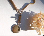 Honey Crystal Locket, Mesh Gold-Filled Chain - Stone Cooper