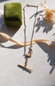 Hazel Scarab T-Bar Gold Fill Necklace - Stone Cooper