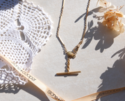 Hazel Scarab T-Bar Gold Fill Necklace - Stone Cooper