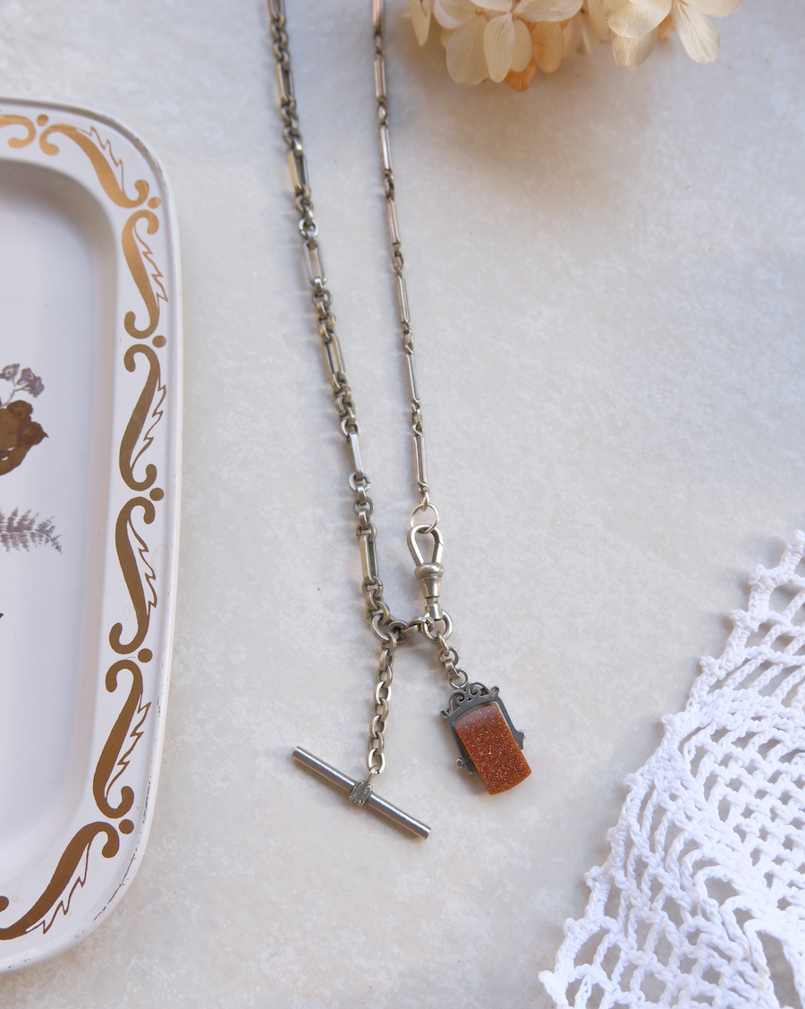 Lady Goldstone Spinner Fob, Albert Watch Chain Necklace - Stone Cooper