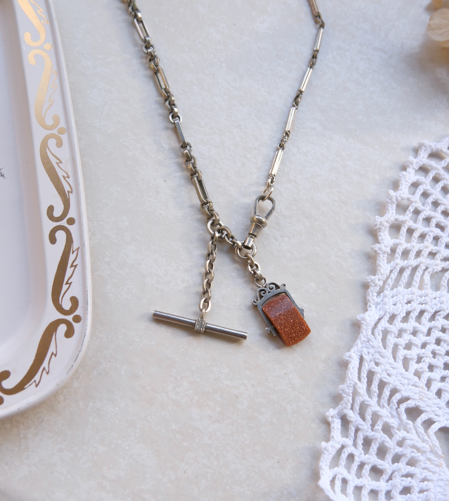 Lady Goldstone Spinner Fob, Albert Watch Chain Necklace - Stone Cooper