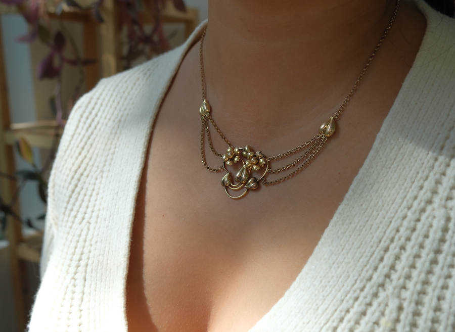 Vintage Carl-Art Flower Festoon Necklace, Gold-Fill - Stone Cooper