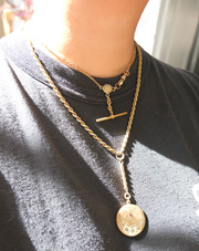 Hazel Scarab T-Bar Gold Fill Necklace - Stone Cooper
