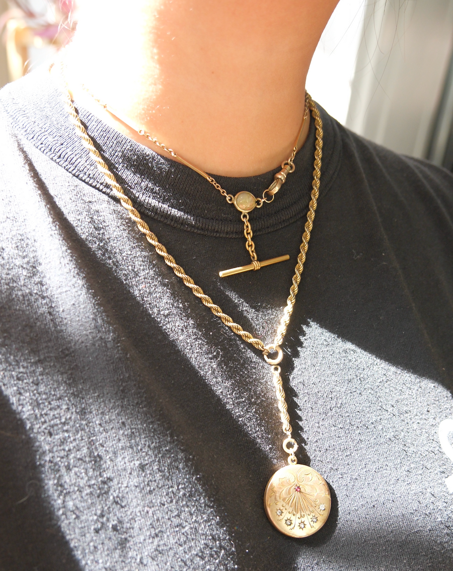 Hazel Scarab T-Bar Gold Fill Necklace - Stone Cooper