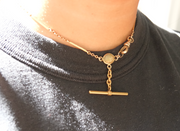 Hazel Scarab T-Bar Gold Fill Necklace - Stone Cooper