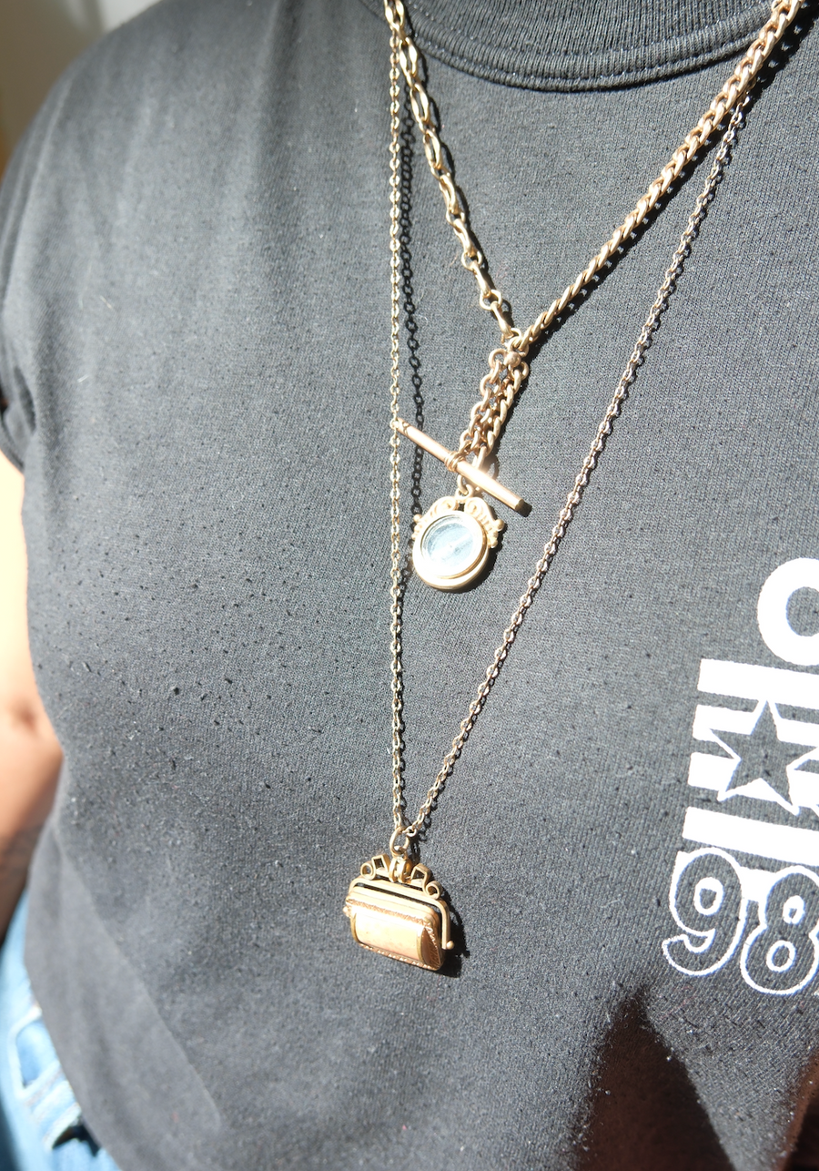 Valerie Compass, T-Bar Gold Fill Necklace - Stone Cooper