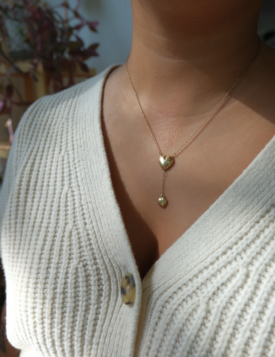 Lottie 10K Vintage Heart Lariat - Stone Cooper