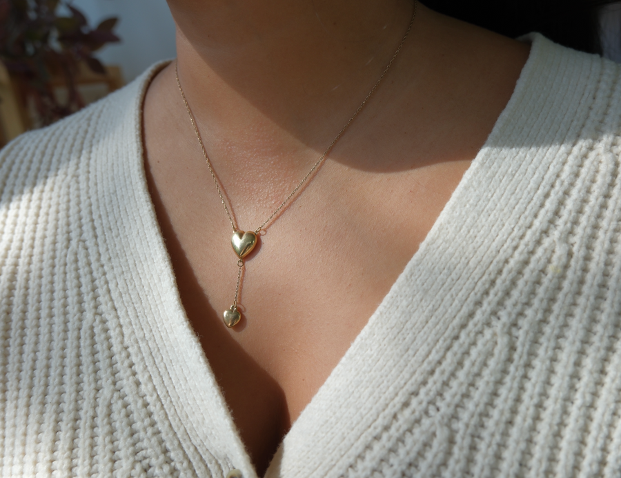 Lottie 10K Vintage Heart Lariat - Stone Cooper