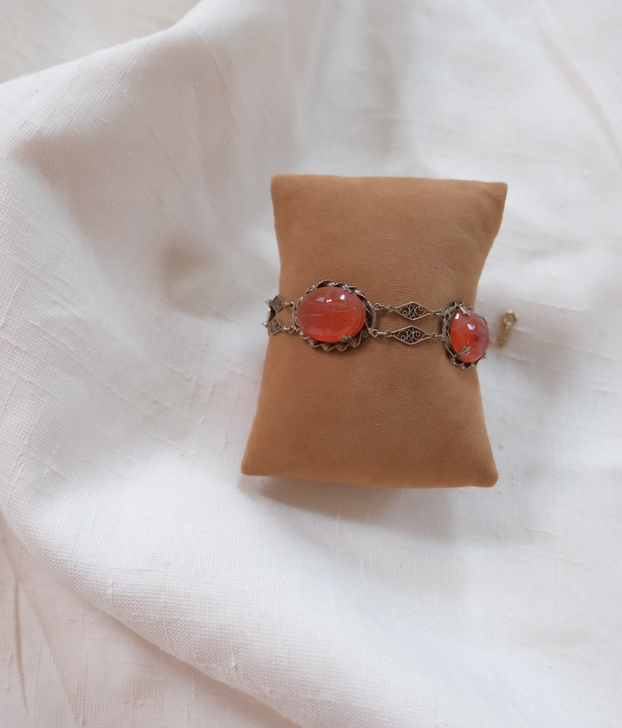 Nellie Carnelian Antique Scarab Bracelet - Stone Cooper