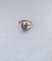 14K Diamond Horseshoe Henry Ring - size 7.25 - Stone Cooper
