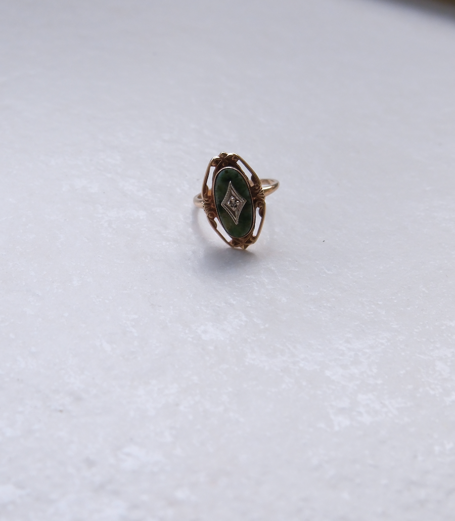 10K Jade Diamond Estate Ring (5.25) - Stone Cooper