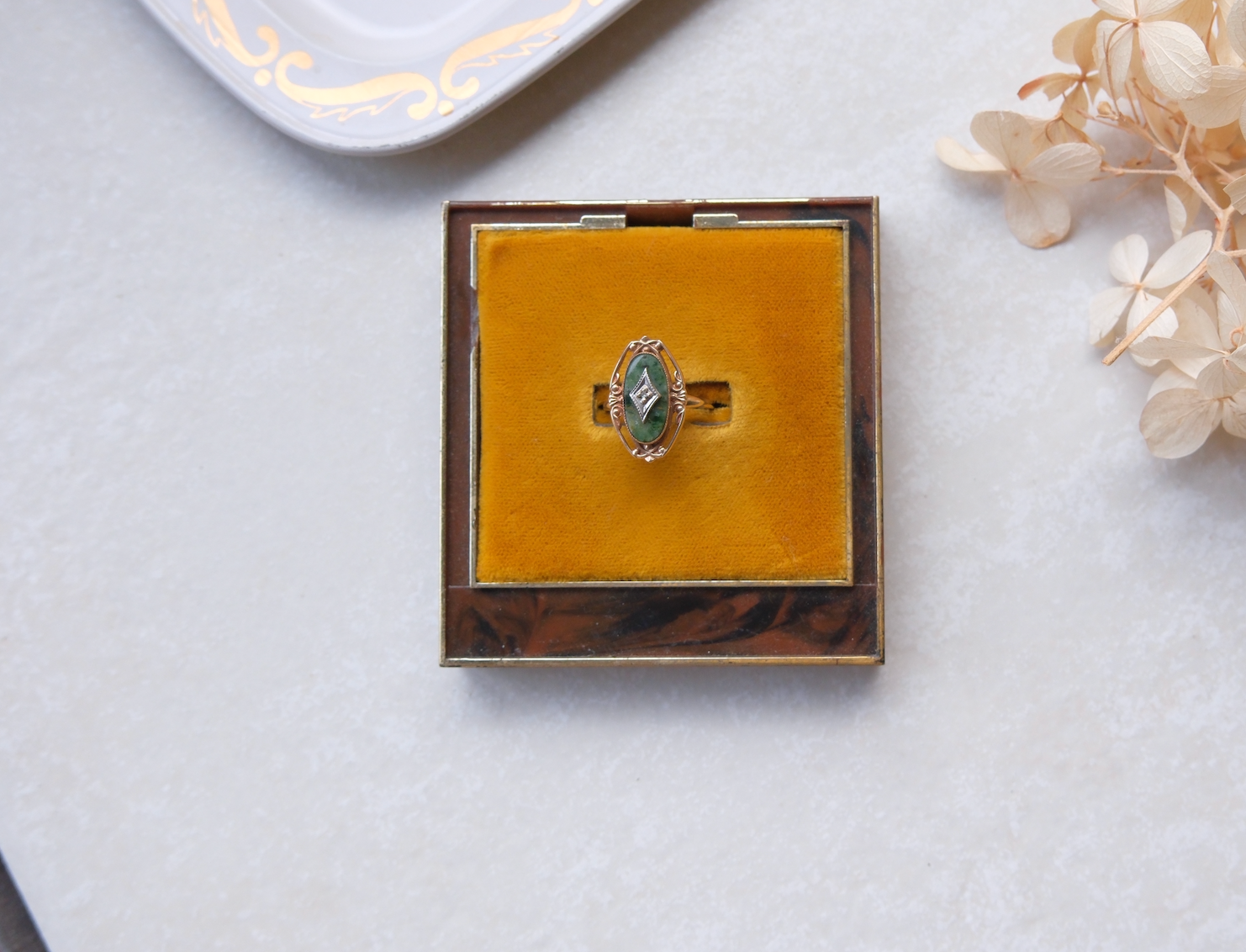 10K Jade Diamond Estate Ring (5.25) - Stone Cooper