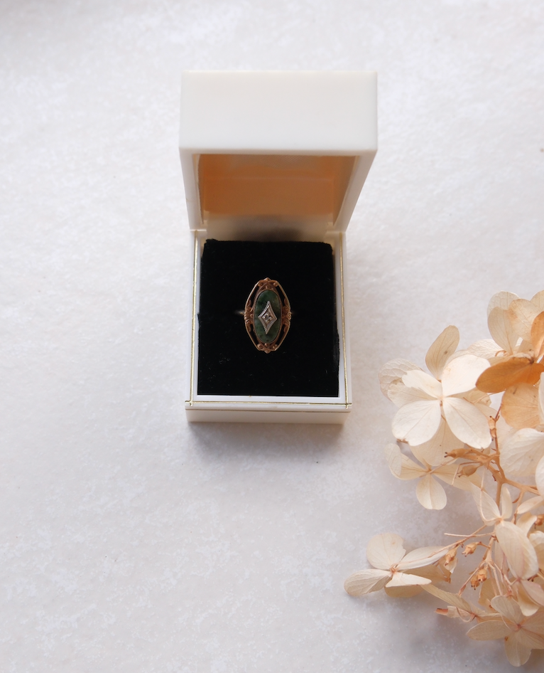10K Jade Diamond Estate Ring (5.25) - Stone Cooper