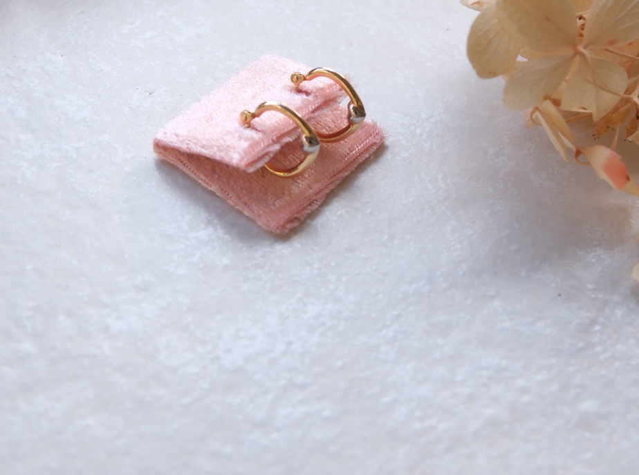 14K Penelope Two-Toned Heart Huggies - Stone Cooper