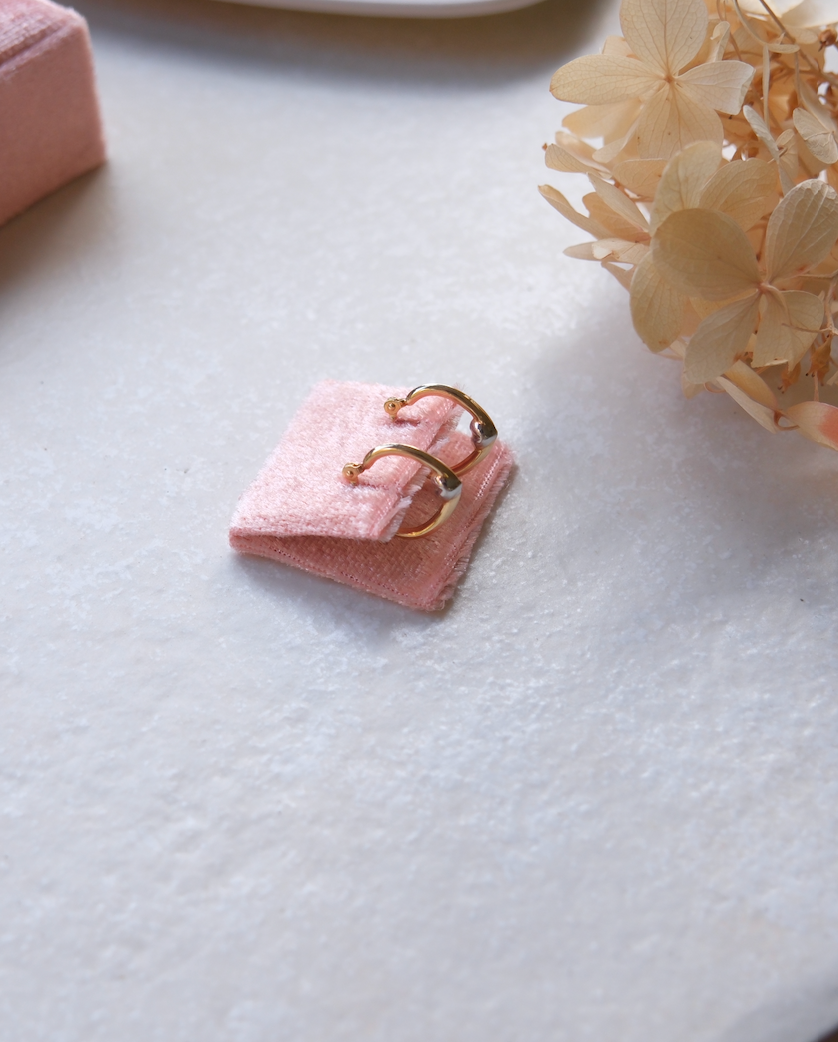 14K Penelope Two-Toned Heart Huggies - Stone Cooper