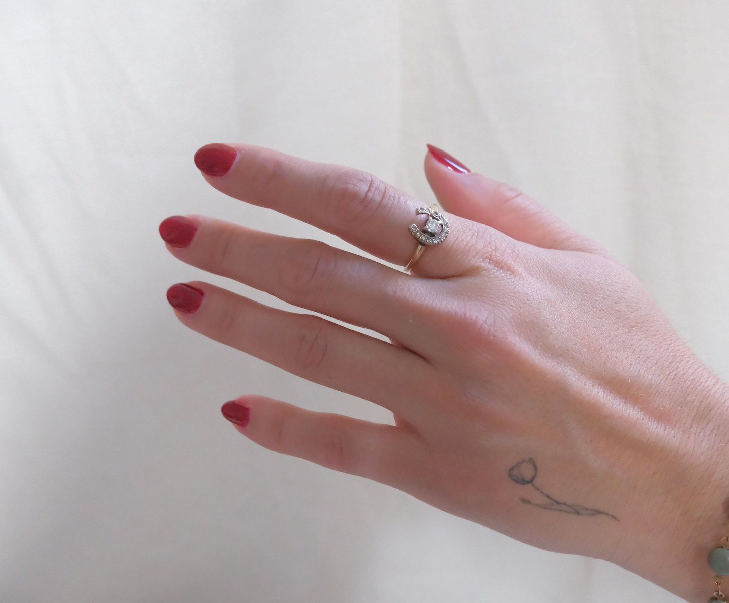 14K Diamond Horseshoe Henry Ring (7.25) - Stone Cooper