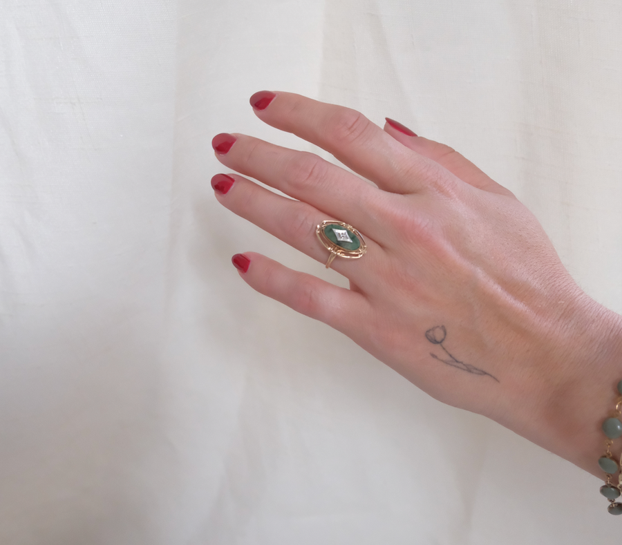 10K Jade Diamond Estate Ring (5.25) - Stone Cooper