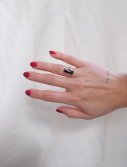 Art Deco Revival Onyx Ring, 10K, size 6.5