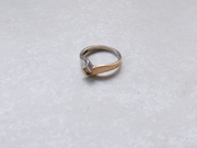 Two-Tone Vintage Diamond Crossover Ring, 14K, size 4