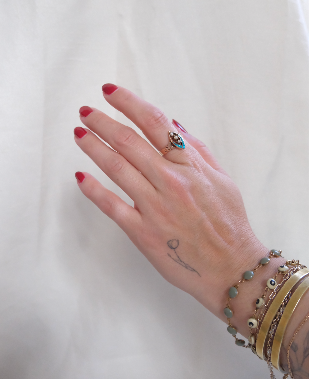 14K Victorian Pearl and Turquoise Navette Ring (7.75) - Stone Cooper