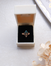 14K Victorian Pearl and Turquoise Navette Ring (7.75) - Stone Cooper