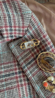 Vintage Gold-Fill Tiger's Eye Scarab Brooch