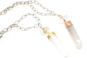 Double Quartz Point and Sphere Necklace - Stone Cooper