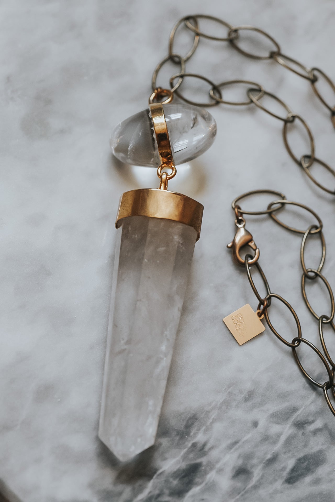 Double Quartz Point and Sphere Necklace - Stone Cooper