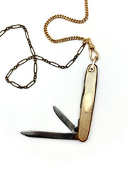 Antique Pinstripe Knife Charm Necklace